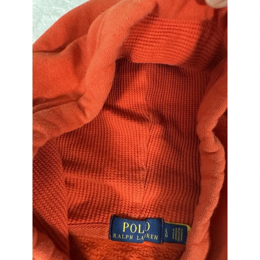 Polo Ralph Lauren Hoodie Large Full Zip Up Waffle Thermal Sweatshirt Casual
